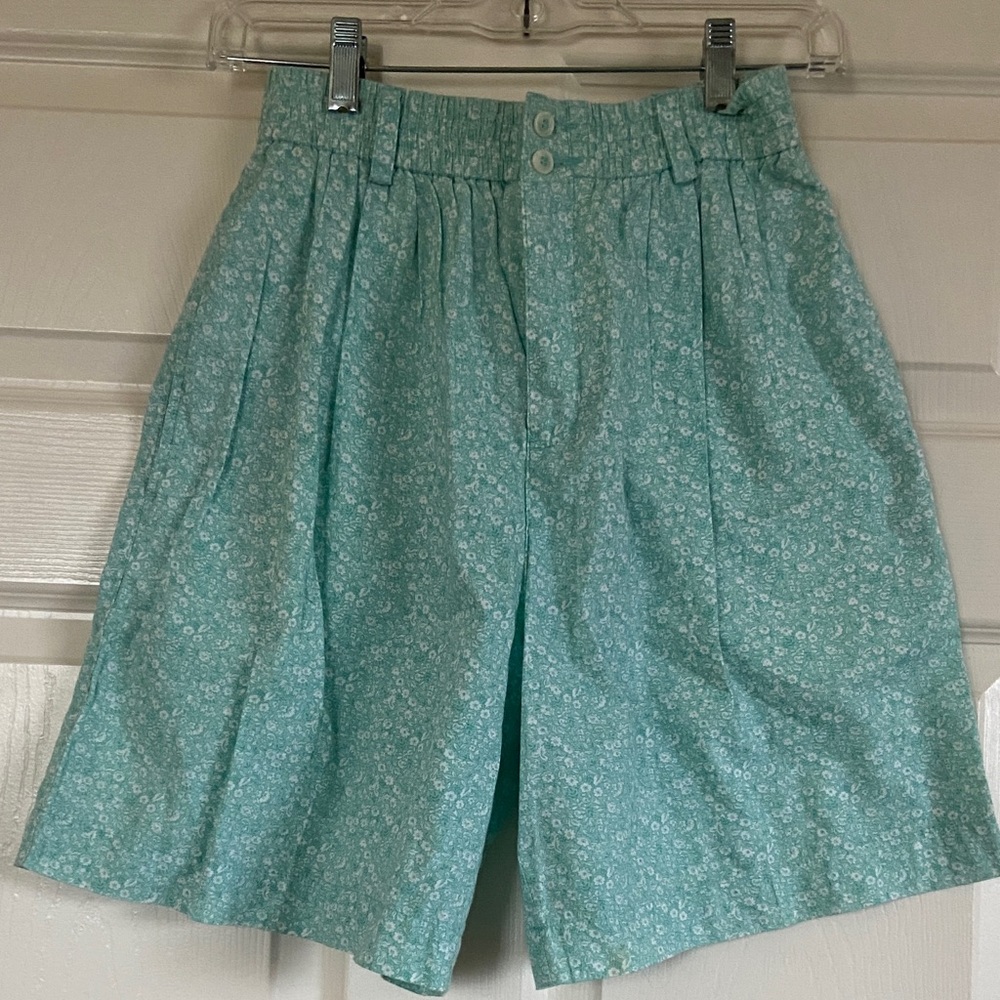 Teal Floral Print Shorts vintage LizSport
